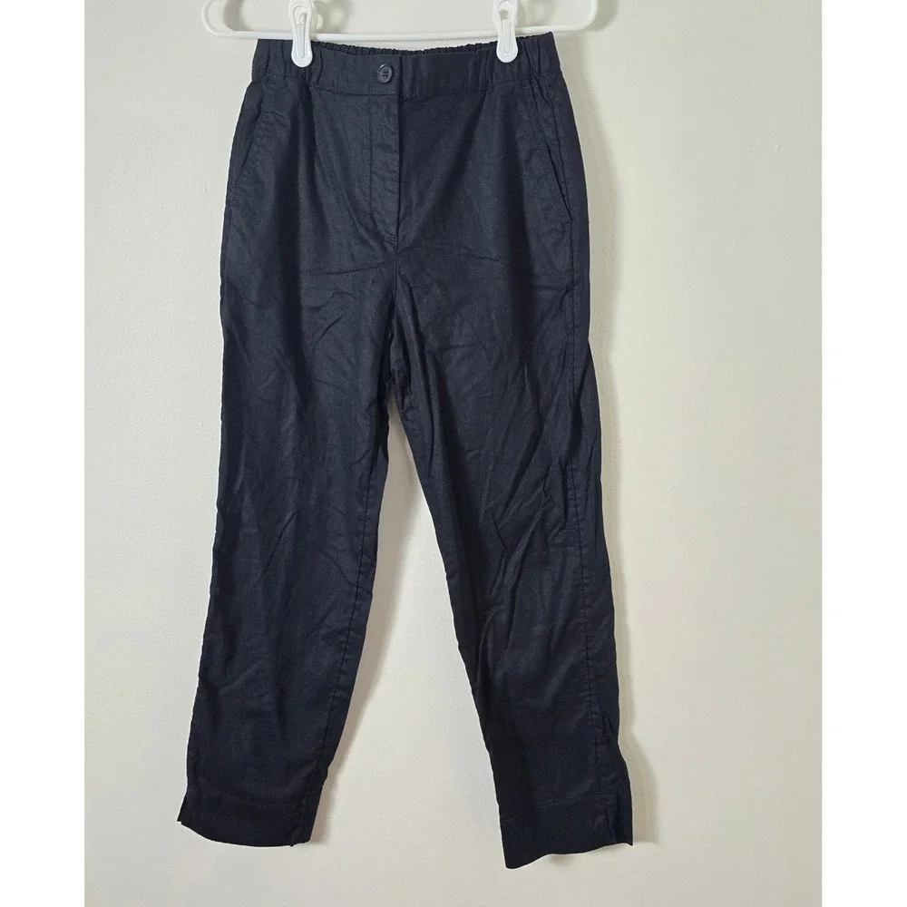 Banana Republic Pant Tapered High Rise Womens Extra Small Linen Blend Black - Picture 1 of 6